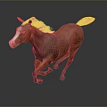 Brown Horse With White Face Mane And Tail Running On Gray Background