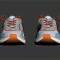 Modern Sports Sneakers With White Light Blue Orange Shoelaces Thick Sole Design