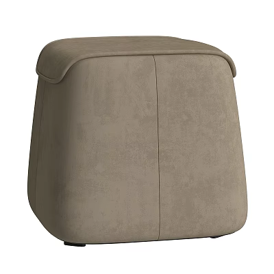 Light Brown Upholstered Ottoman With Soft Fabric Padded Top And Modern Compact Design 3d model