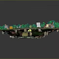 Cartoon Scenic Town With Colorful Houses Green Trees Grass And Central Open Space