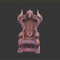 Ornate Wooden Chair With Intricate Dragon Carvings On Backrest And Armrests