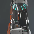 Futuristic Sci Fi Mechanical Device With Orange Gray Components And Blue Illuminated Ring 3d model