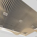 Contemporary Ceiling Design Featuring Wavy Golden Black Metal Slats And Modern Aesthetics