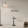 French Casual Sofa Single Sofa Side Floor Lamp 3d model