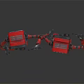 Two Red and Gray Robots with Screen Head and Red Square Head Holding Wrenches