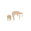 Light Wood Round Seat Stackable Stools With Simple Design For Kitchen 3d model