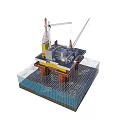 Offshore Oil Drilling Platform 3D Model With Structure Equipment And Underwater Foundation