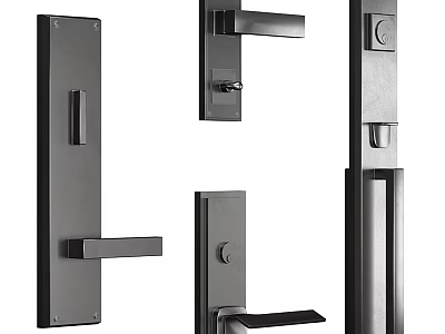 Modern Sleek Metal Door Handles With Different Contemporary Designs For Home Use 3d model