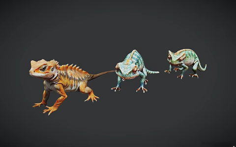 Modern lizard chameleon 3d model