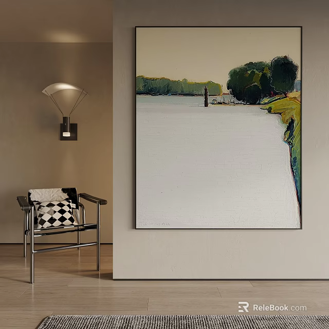 Large Landscape Painting For Interior Wall Decor 3d model