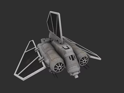 Futuristic Sci Fi Weapon Starfighter With Twin Engines And Angular Wings 3d model