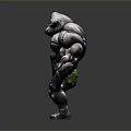 Muscular Gorilla Character Design With Strong Build And Green Leaf Shorts