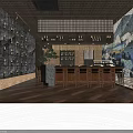Modern Open Restaurant Interior With Bar Counter Wine Racks And Warm Lighting