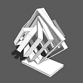 Modern Abstract Sculpture With Angular Interlocking White Beams And Geometric Design 3d model