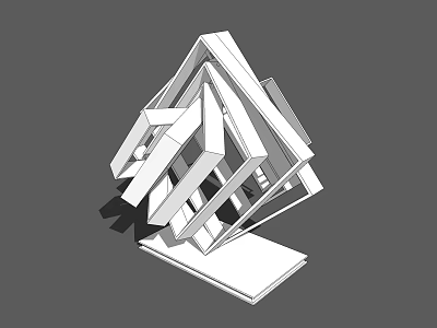 Modern Abstract Sculpture With Angular Interlocking White Beams And Geometric Design 3d model
