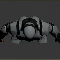 Futuristic Sci Fi Robot Character With Silver Black Armor Glowing Eyes And Orange Hand Details