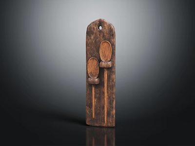 Handcrafted Wooden Utensil Set With Two Spoons And Hanging Board Design 3d model
