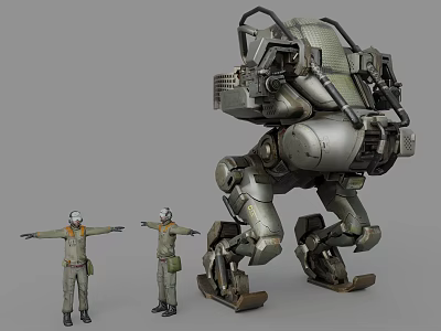 Game and Movie Characters Featuring Mechanical Robot and Small Figures 3d model