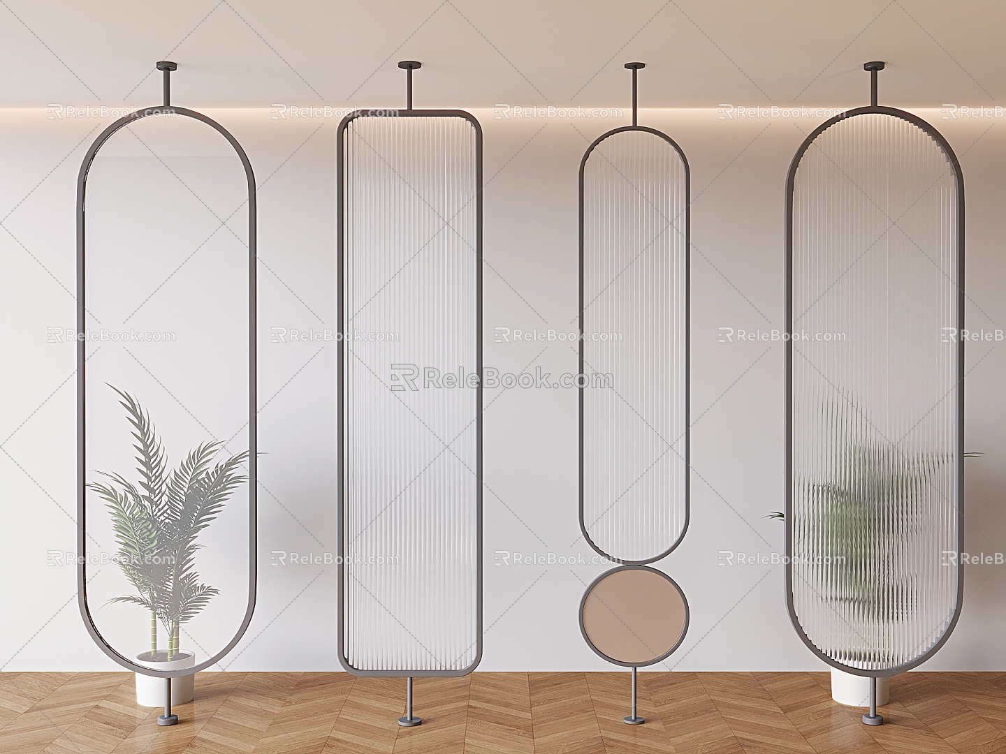 Changhong glass partition glass porch screen rotating partition 3d model