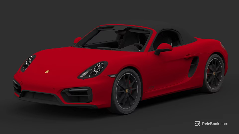 Stylish Red Convertible Sports Car With Sleek Exterior And Black Top 3d model 