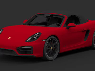 Stylish Red Convertible Sports Car With Sleek Exterior And Black Top 3d model