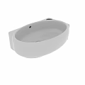 Sleek Modern White Ceramic Wash Basin With Oval Shape Single Faucet Hole And Smooth Surface