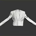 Stylish White Open Front Blazer With Long Sleeves On Grey Reflective Surface 3d model
