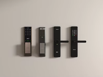 Smart Door Locks with Keypad Electronic Handles and Various Designs 3d model