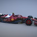 Red F1 Race Car With Shell V Power Logos And Streamlined Aerodynamic Design