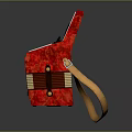 Red Accordion Musical Instrument With Black White Keys And Shoulder Strap