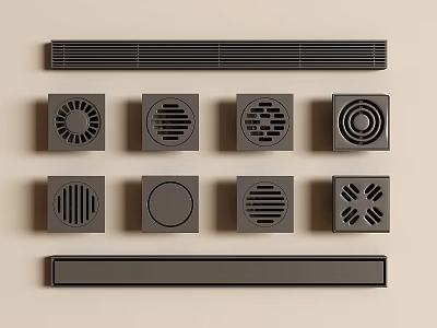Different Shaped Drain Covers And Vent Grilles For Home Improvement Use 3d model