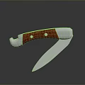 Folding Knife with Wooden Handle Rivets and Sharp Metal Blade as Tactical Weapon