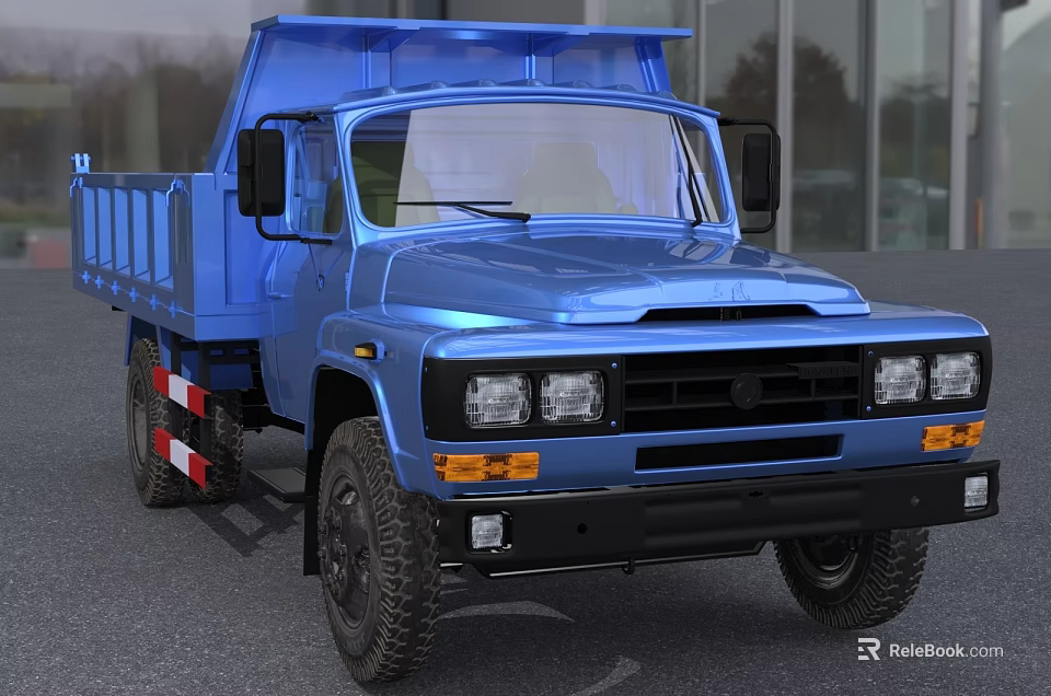 Blue Classic Heavy Duty Dump Truck With Open Bed And Utility Design 3d model 