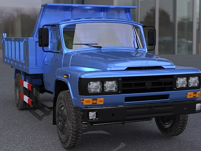 Blue Classic Heavy Duty Dump Truck With Open Bed And Utility Design 3d model