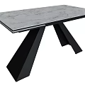 Modern Rectangular Light Grey Marble Top Dining Table With Sturdy Black Metal Legs