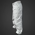 White Casual Pants with Elastic Waist and Multiple Pockets for Daily Use