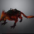 Fantasy Rider With Red Mythical Creature Featuring Saddle And Feathered Design
