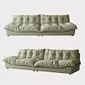 Light Green Fabric Double Sofa With Pleated Design And Comfortable Backrest 3d model