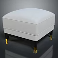 Modern White Padded Sofa Stool With Black Legs And Gold Accents 3d model