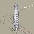 Modern High Rise Office Building With Glass Curtain Wall And City Skyline
