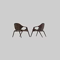 Modern Single Chair With Walnut Wooden Frame And Curved Armrests Design