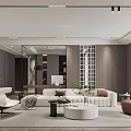 Modern Living Room Interior Design With White Sofa Brown Chair And Green Plants