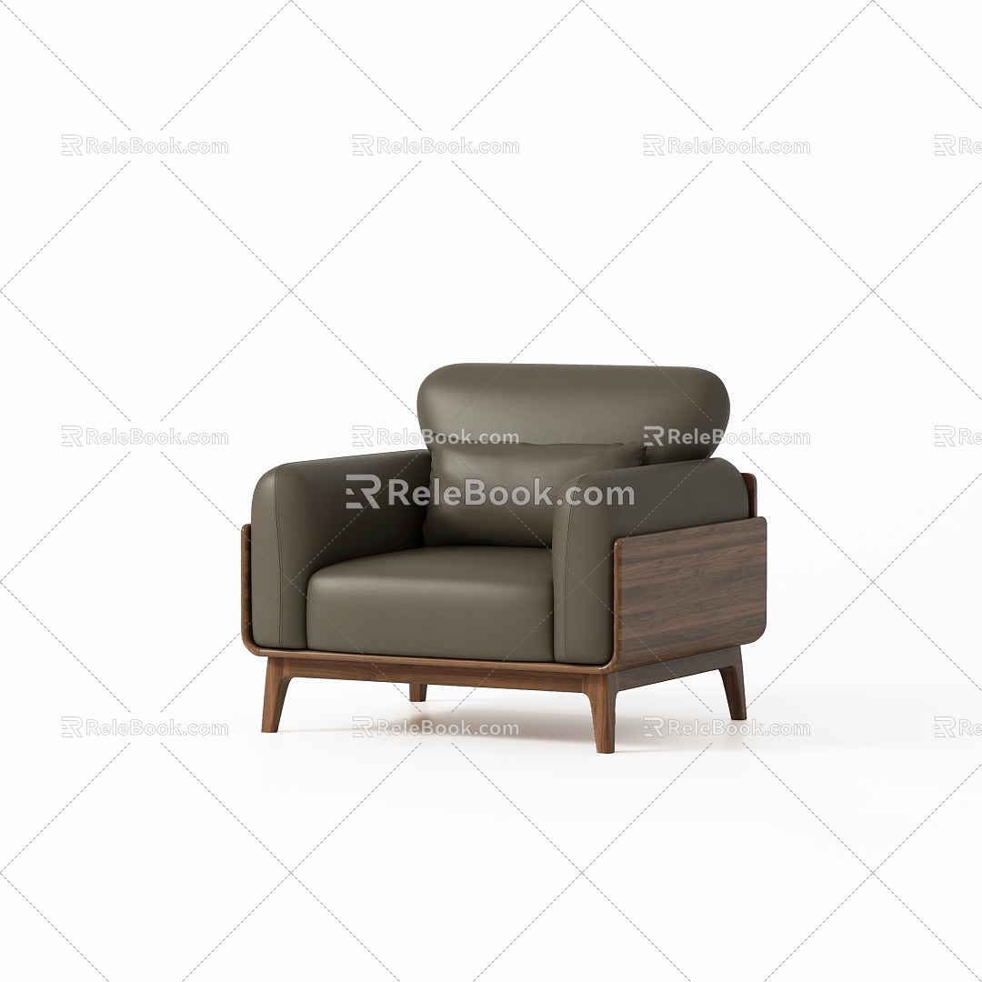 Nordic Living Room Single Sofa 3d model