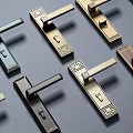 New Chinese style door handle door lock door handle combination 3d model