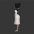 White Spaghetti Strap Dress with Front Button Design on Black Mannequin and Beige Stockings