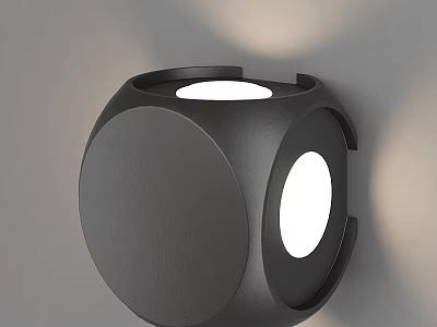 Modern Black Circular Wall Light With Sleek Design And Soft Illumination 3d model