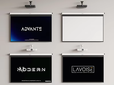 Modern Projection Monitoring System With Ceiling Mounted Projectors And Screens 3d model