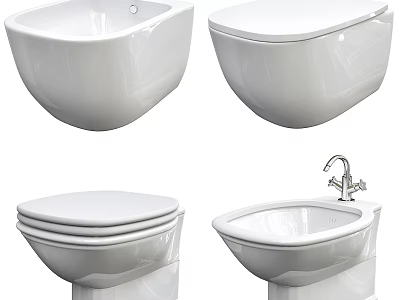 Modern White Ceramic Toilet Designs With Wall Hung And Tank Models For Bathroom 3d model