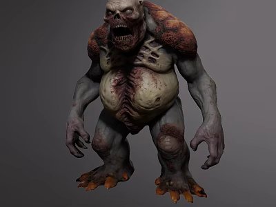 Game Movie Character Muscular Fierce Monster With Decayed Skin Skull Head And Sharp Claws 3d model