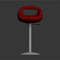 Red Padded Bar Stool With Curved Armrest And Silver Metal Adjustable Base 3d model